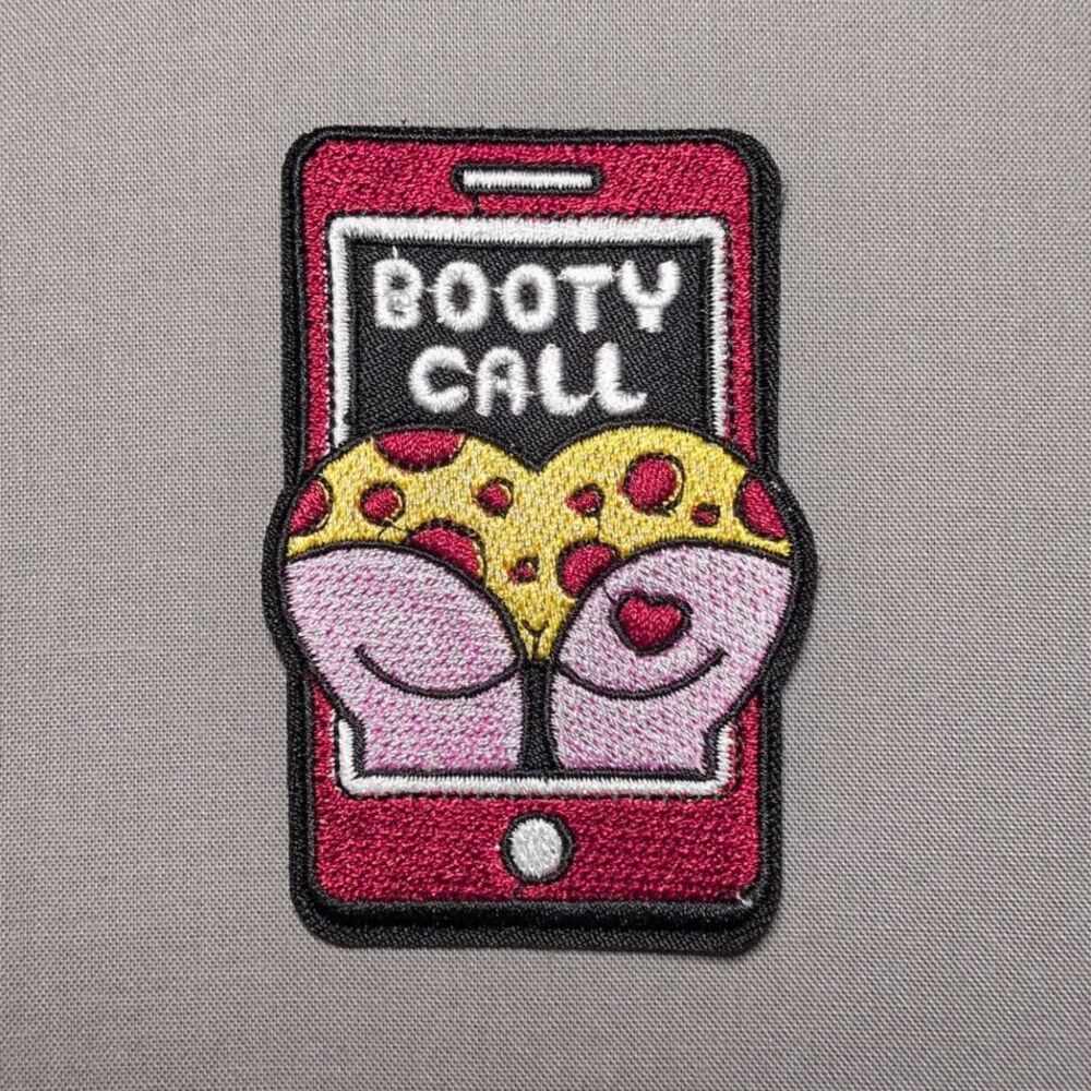 Booty Call Funny Iron On Patch | Embroidered Novelty Patch